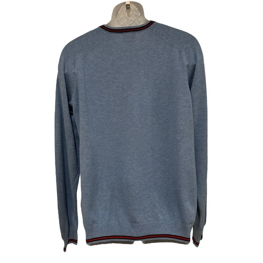 Brooks Brothers Mens Sweater V Neck Knit Long Sleeve Cotton Blue Vintage L‎